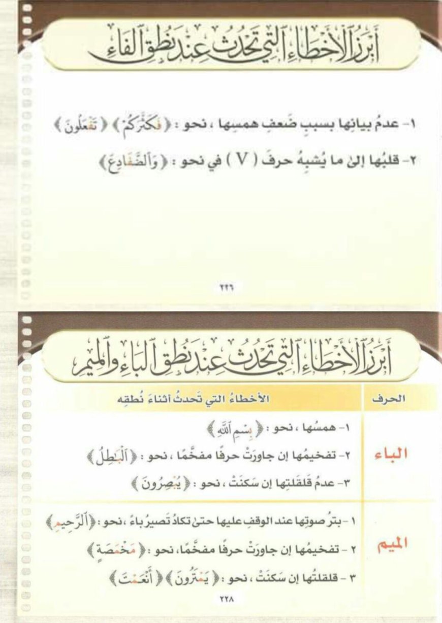 الأخطاء التي تحدث عند النطق بحروف الشفتين