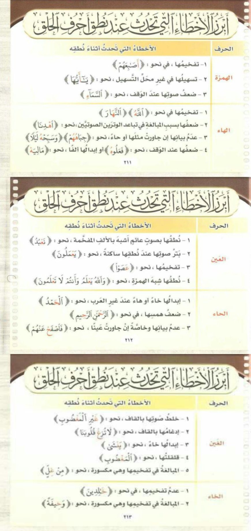 الأخطاء التي تحدث عند النطق بحروف الحلق