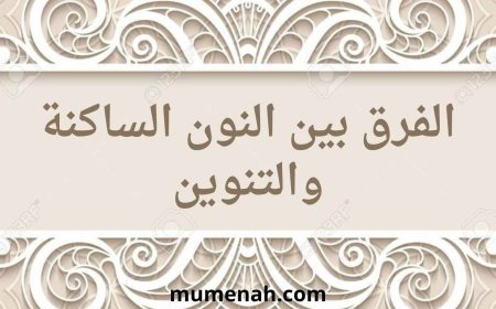 الفرق بين النون الساكنة والتنوين في علم التجويد