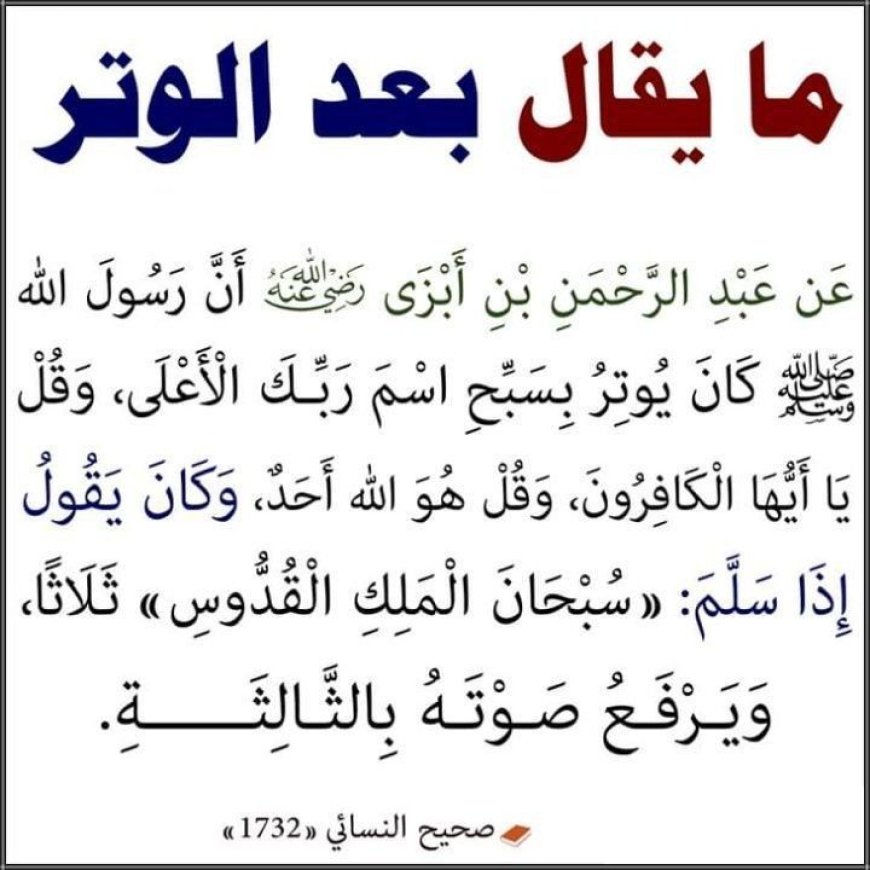 الدليل الشرعي على الذكر بعد الوتر