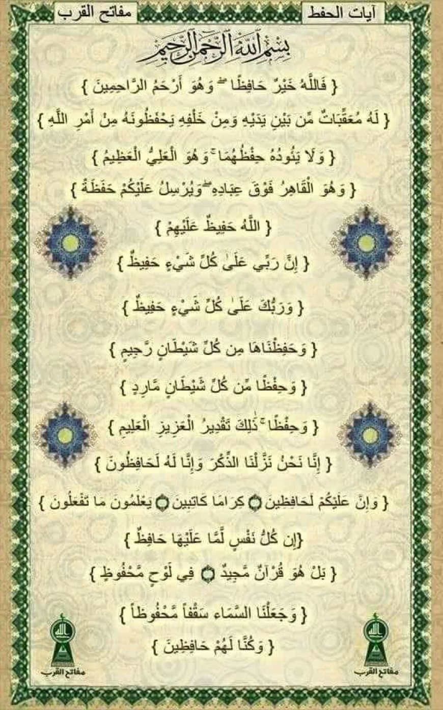 آيات الحفظ والتحصين في القرآن الكريم مكتوبة كاملة